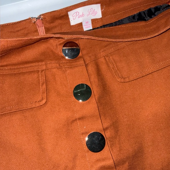 Rust Orange Ruffle Button-Front Skirt - Picture 4 of 6
